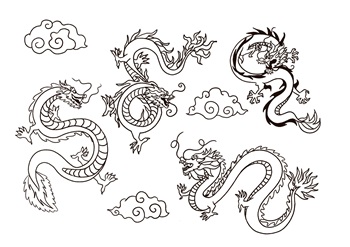 Dragons colouring sheet image