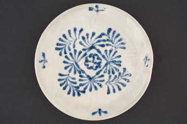 Blue and white dish