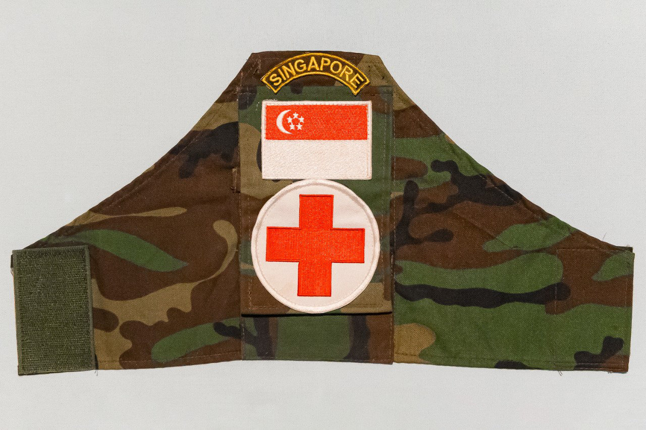 Armband with Singapore flag worn by Dr Ang Seng Bin during Operation Flying Eagle Tsunami Relief Operation