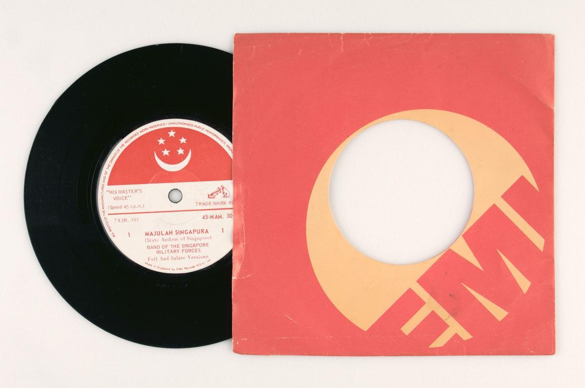 Vinyl record of Singapore’s national anthem, “Majulah Singapura”